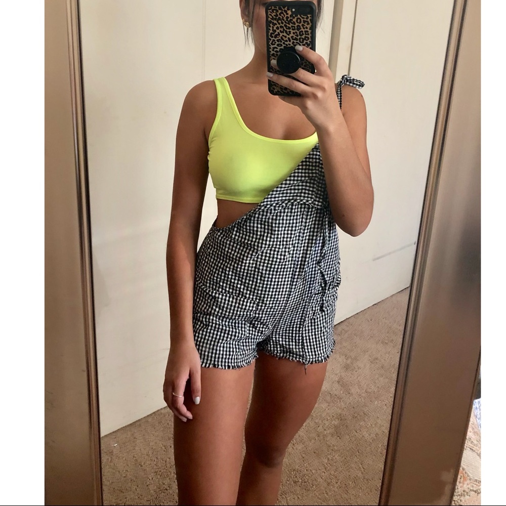 LF SPRING 17 gingham overall/romper